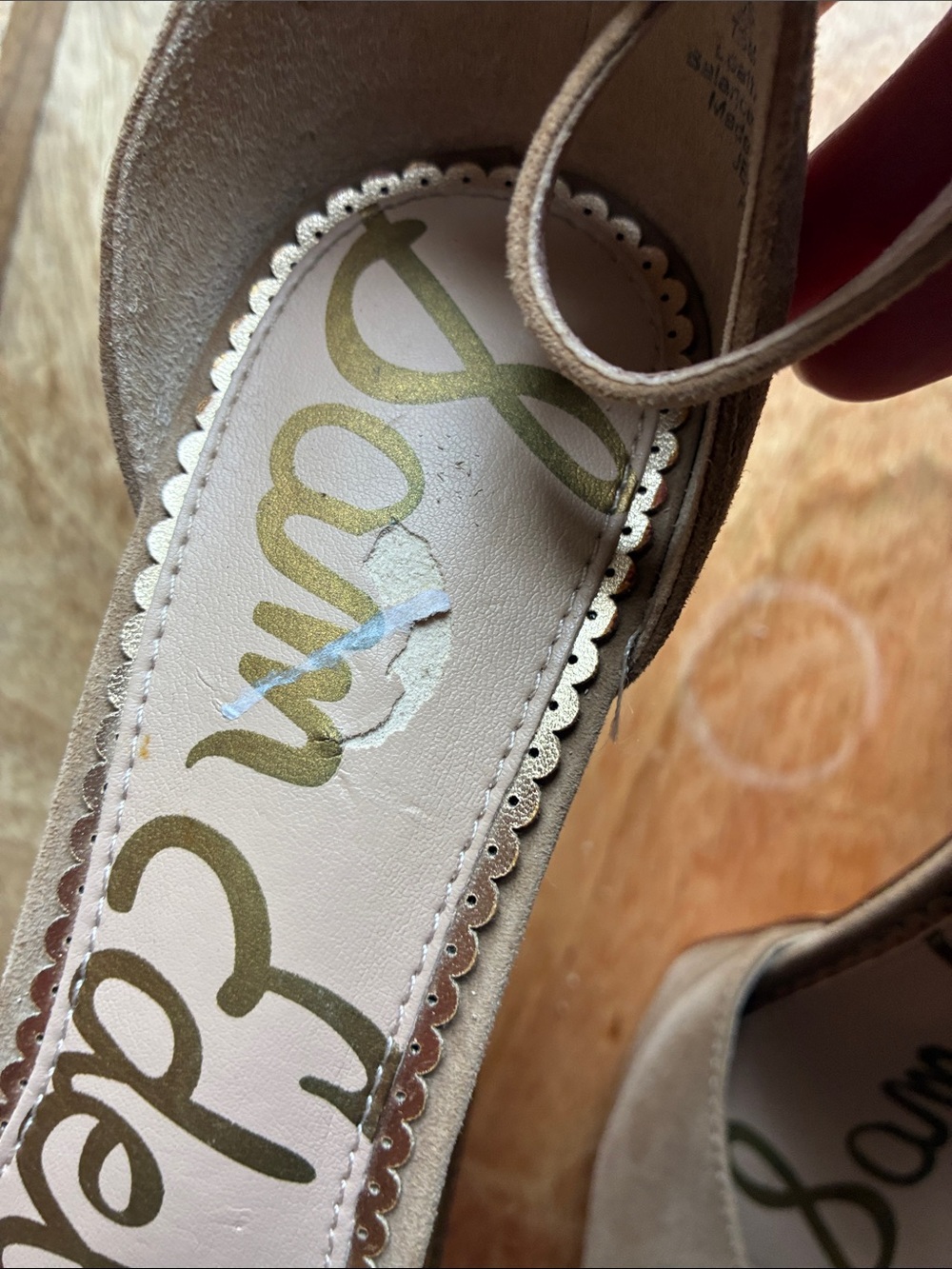 Sam Edelman Tan Suede Platform Peep-Toe Ankle Strap Heels - Picture 8 of 16